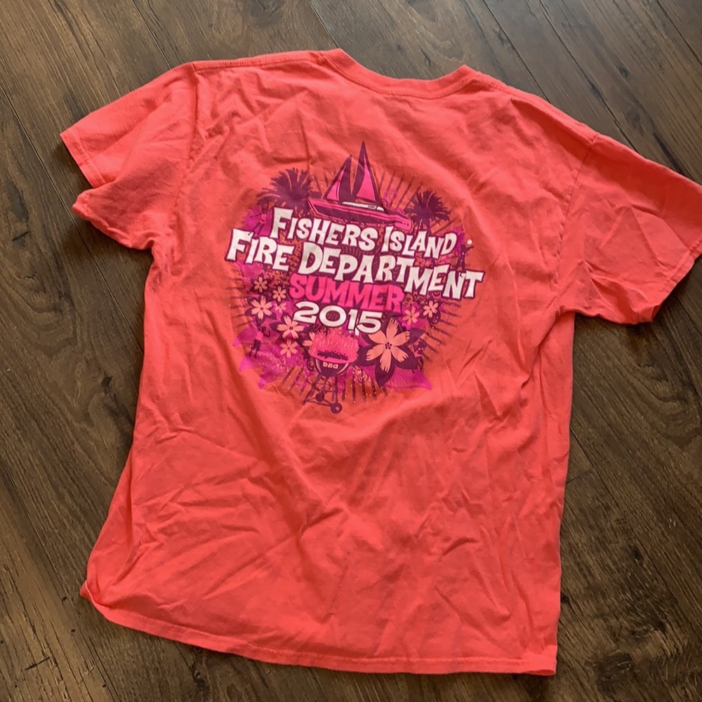 Fishers Island Fire Department Shirt, Size Medium/Large, Color Sorbet